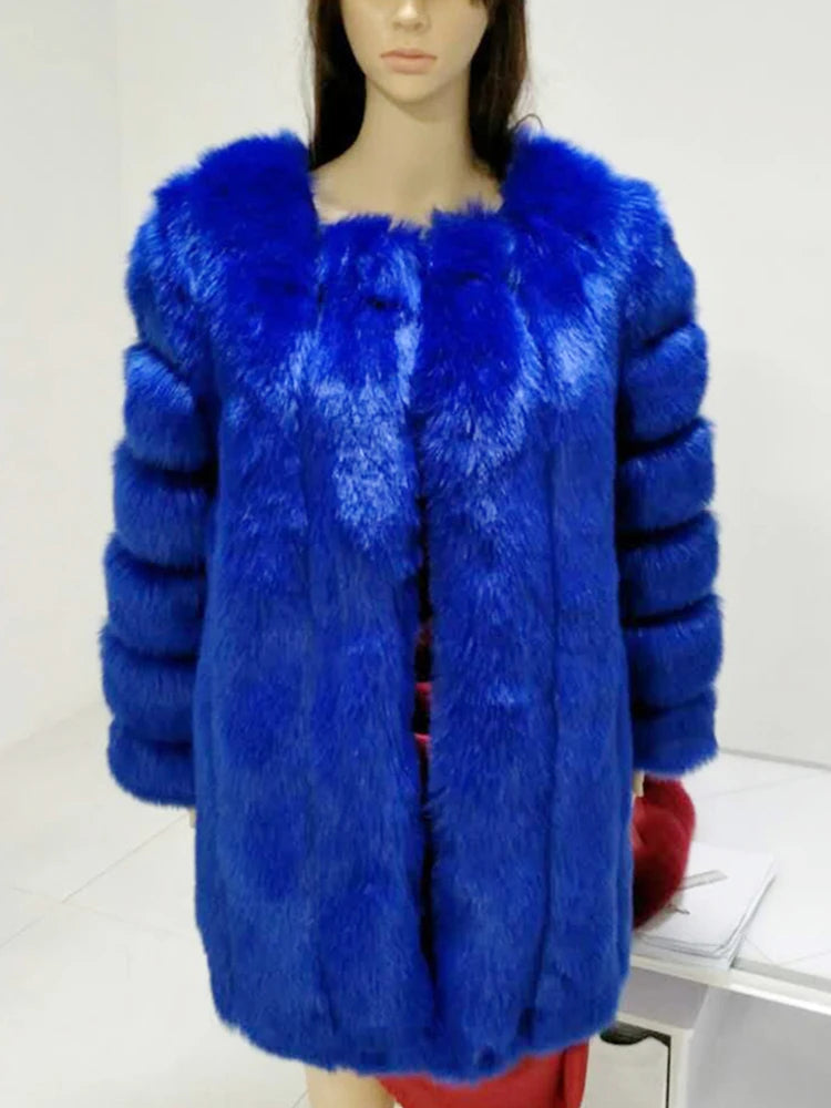 ZADORIN Winter Luxury Faux Fox Fur Coat