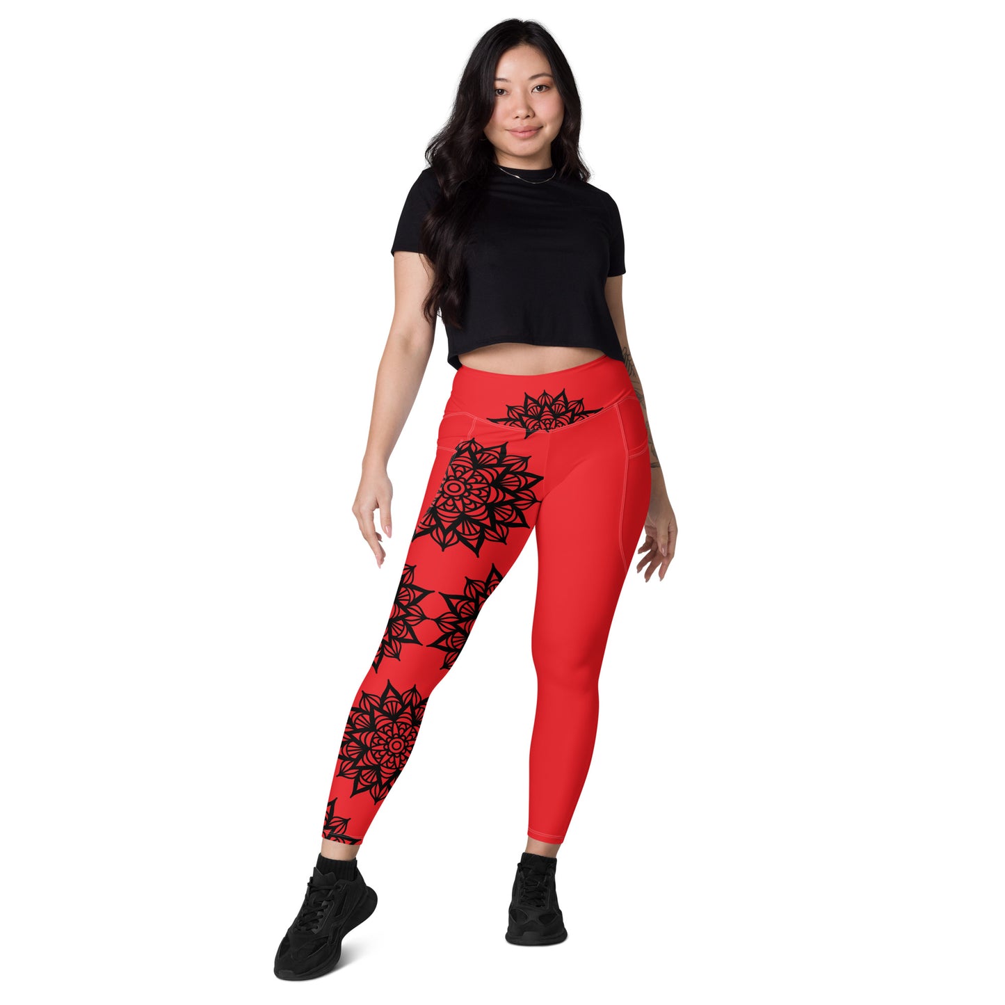 Unilateral Mandala Leggings with pockets