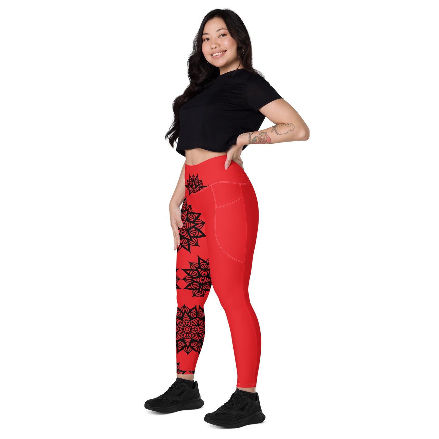 Unilateral Mandala Leggings with pockets