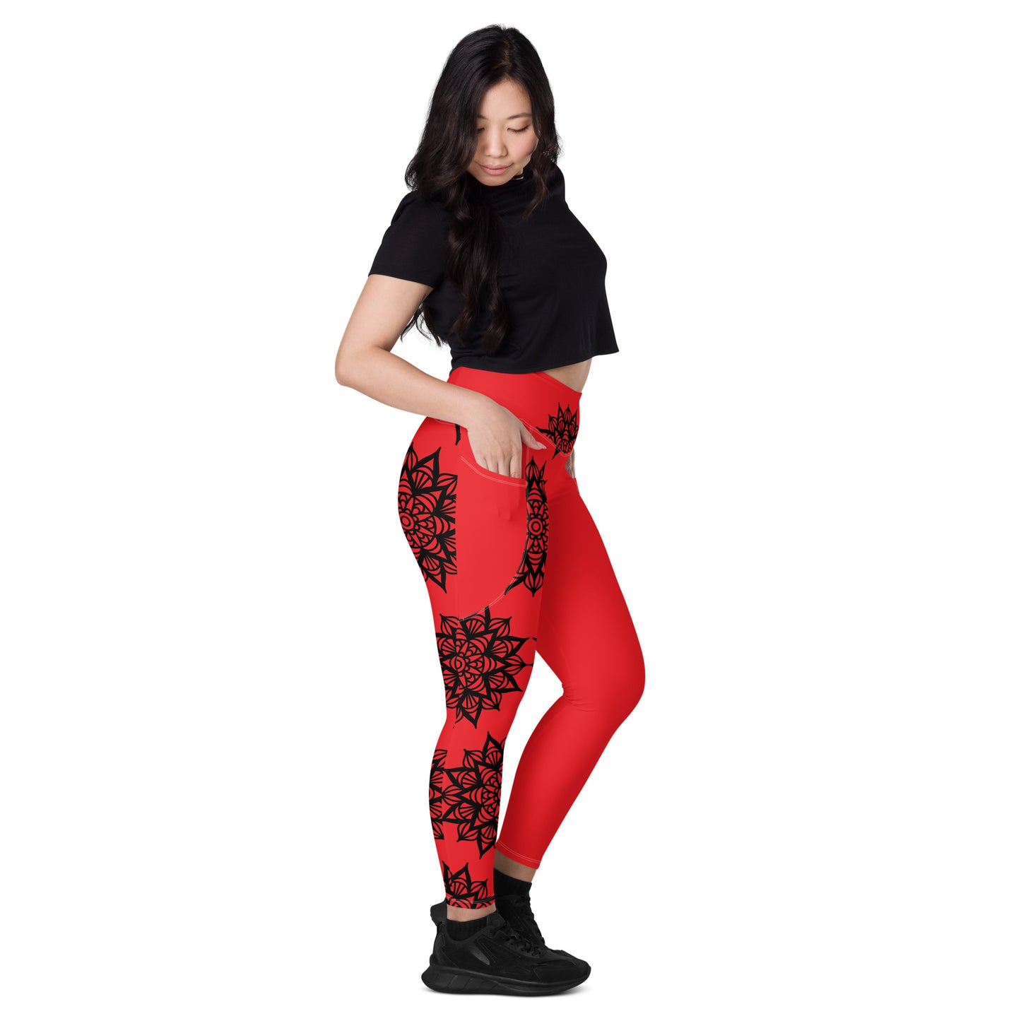 Unilateral Mandala Leggings with pockets