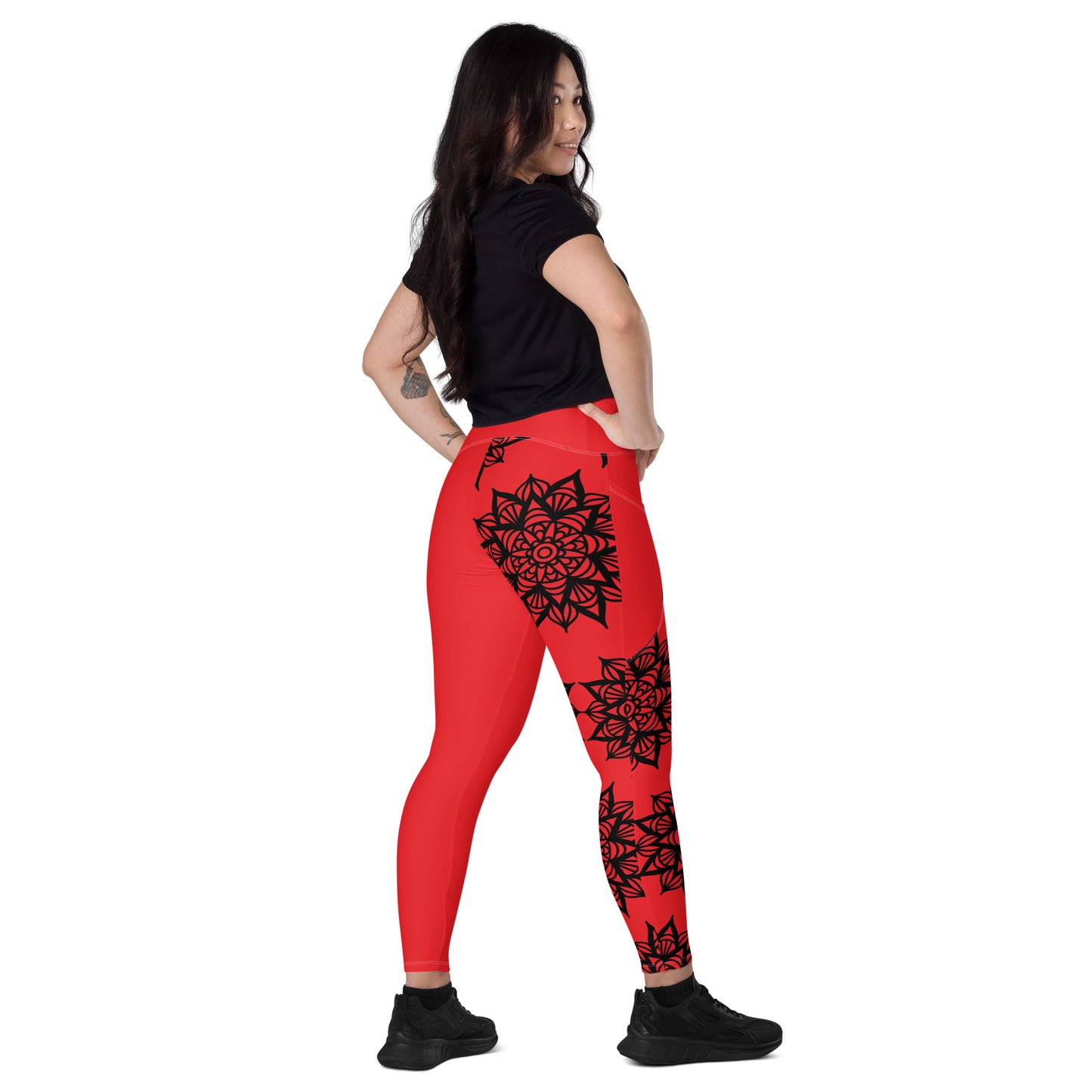 Unilateral Mandala Leggings with pockets