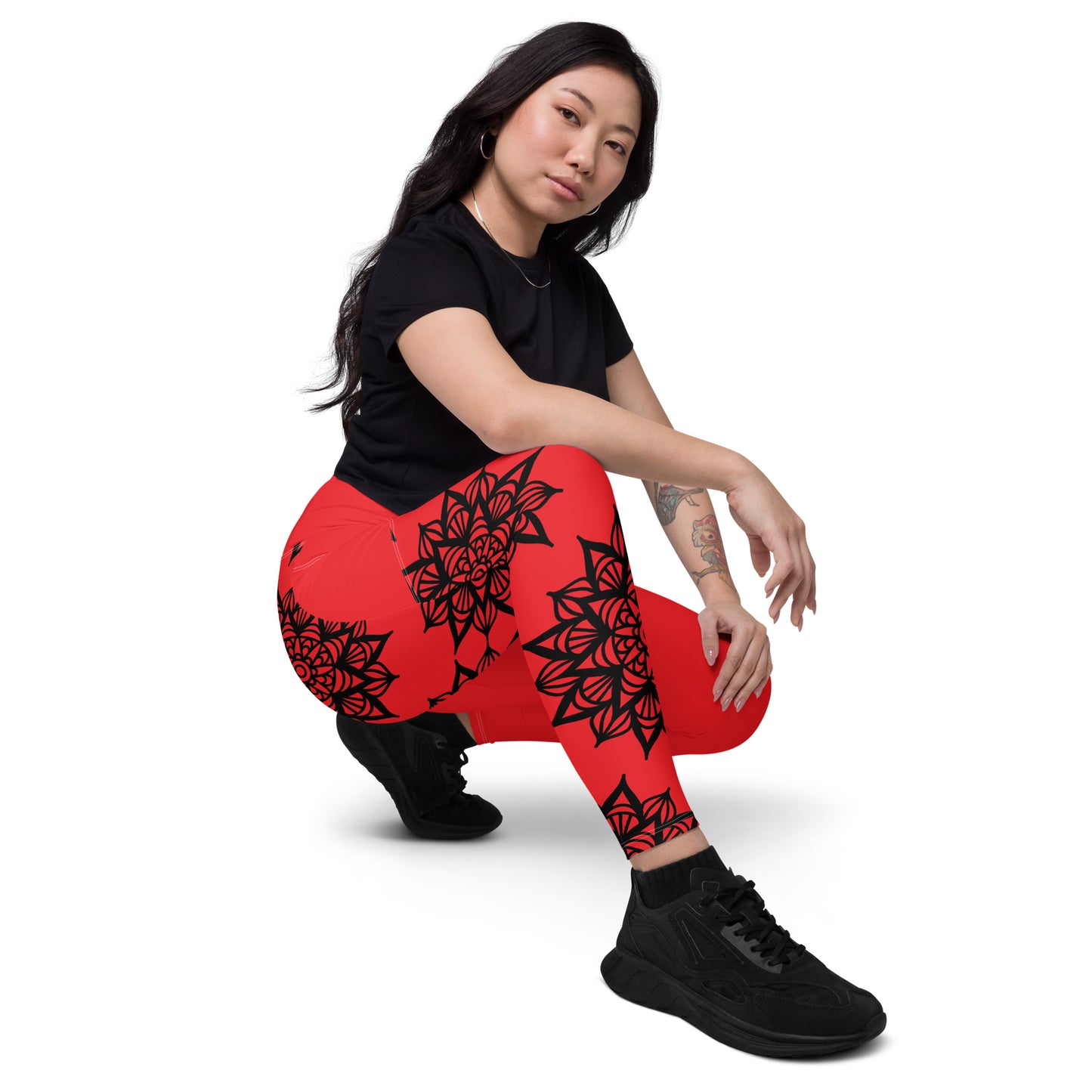 Unilateral Mandala Leggings with pockets